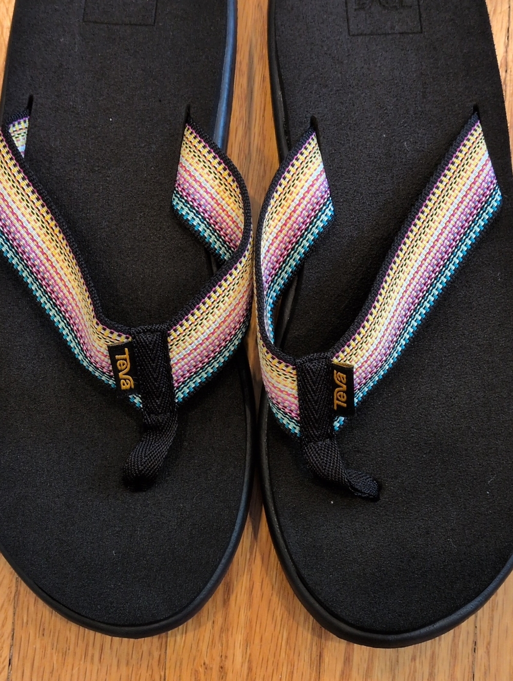 Teva Voya Women's Flip Flops with Antiguous Multicolor Straps 9 - Picture 2 of 8